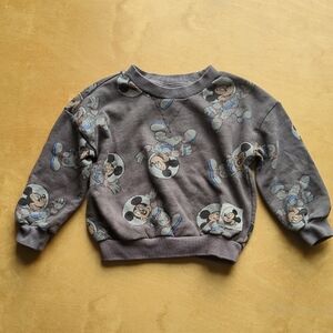 Disney Mickey Brown Grey Crewneck Sweatshirt